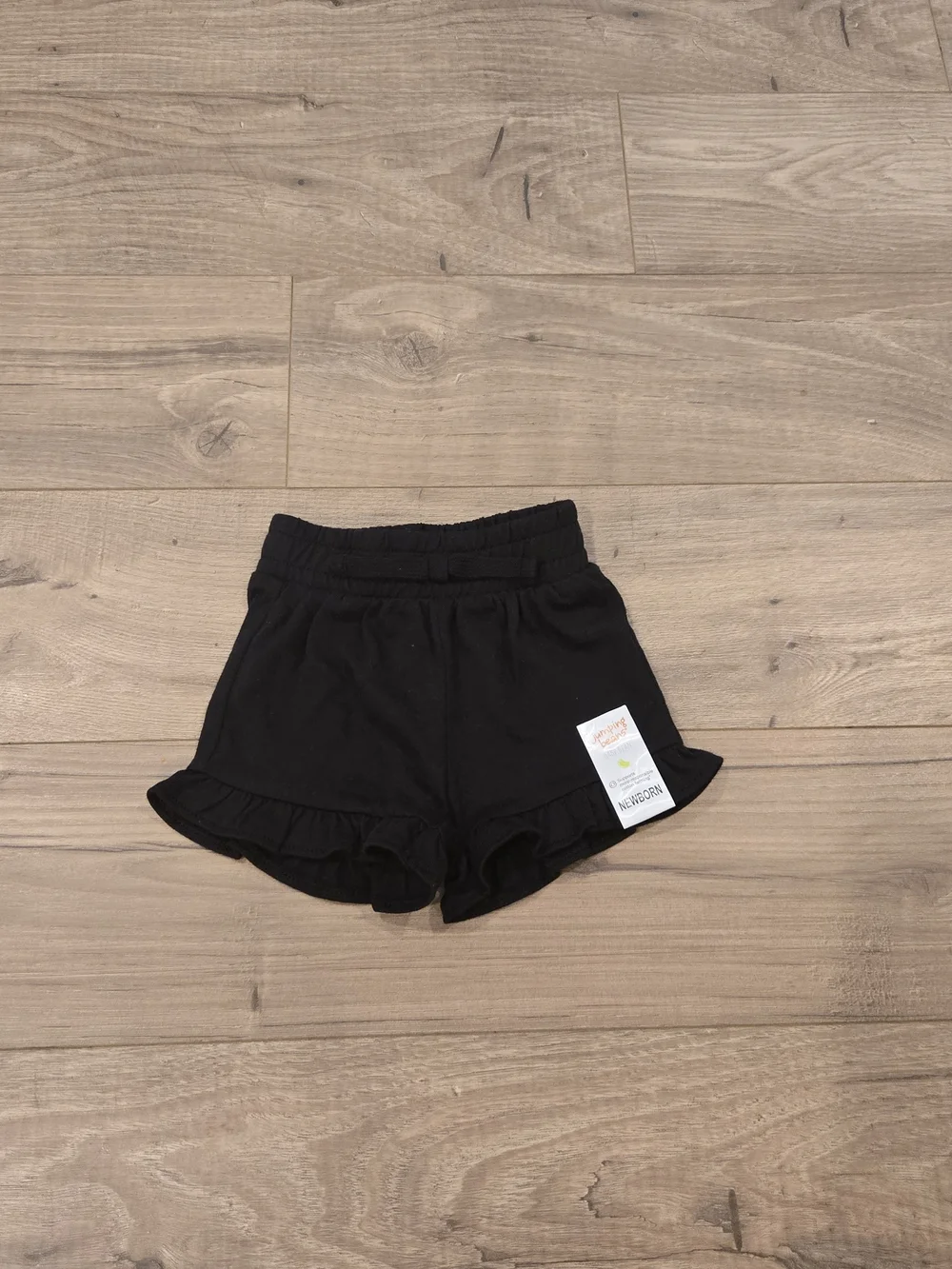 NWT Jumping Beans Baby Girl Pink Black 2pc Ruffle Shorts Set Size NB New